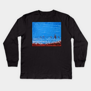 5 Yachts - Acrylic on Canvas Kids Long Sleeve T-Shirt